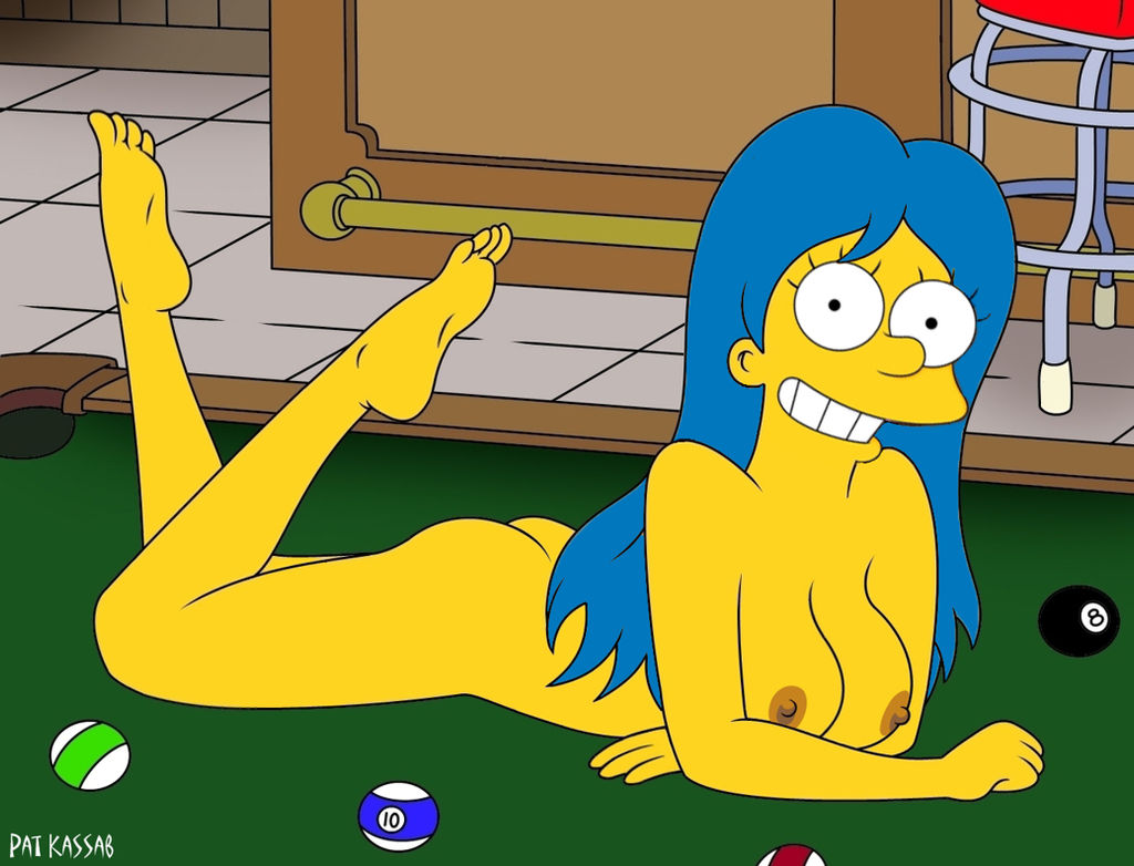 Marge Simpson nude on a pool table by likdetoes on DeviantArt