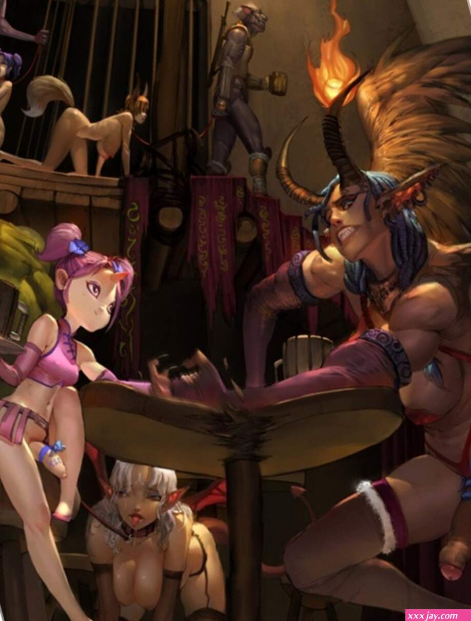 Full color uncensored xxx futa oppai hentai fantasy art of futanari babes in a sex game tavern.