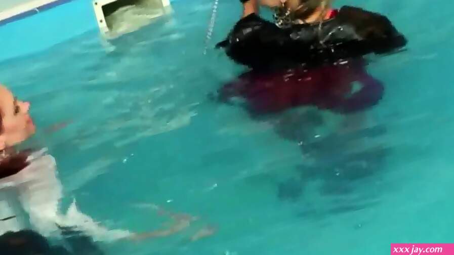 Lesbians Get Swimming Pool Soaked