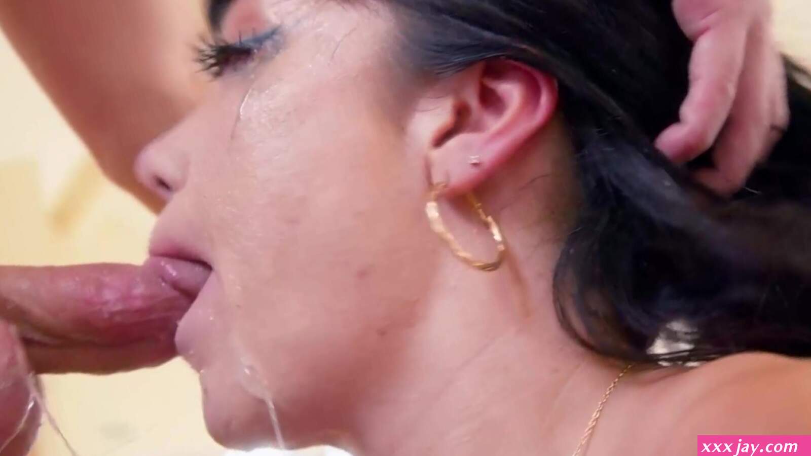 Little Pucks filthy mouth and big tits make me cum hard as she deepthroats my dick