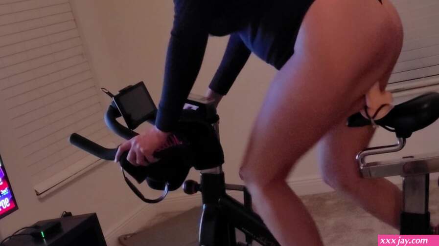 Amateur Hotwife Milf Rides Bike Mounted Dildo