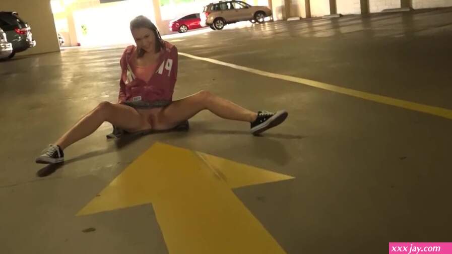 Barely Legal Riley Mae Gives a Public Parking Garage Blowjob