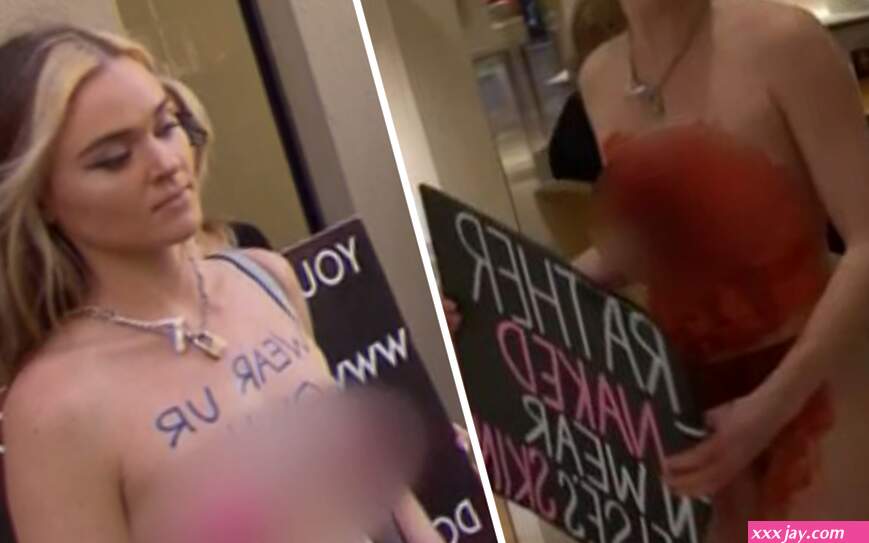 Vegan activist Tash Peterson strips down in latest topless stunt outside Perth court