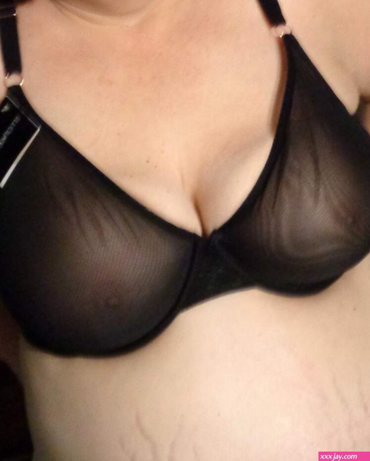 Mommys Melons Showing Through Her New Sheer Bra