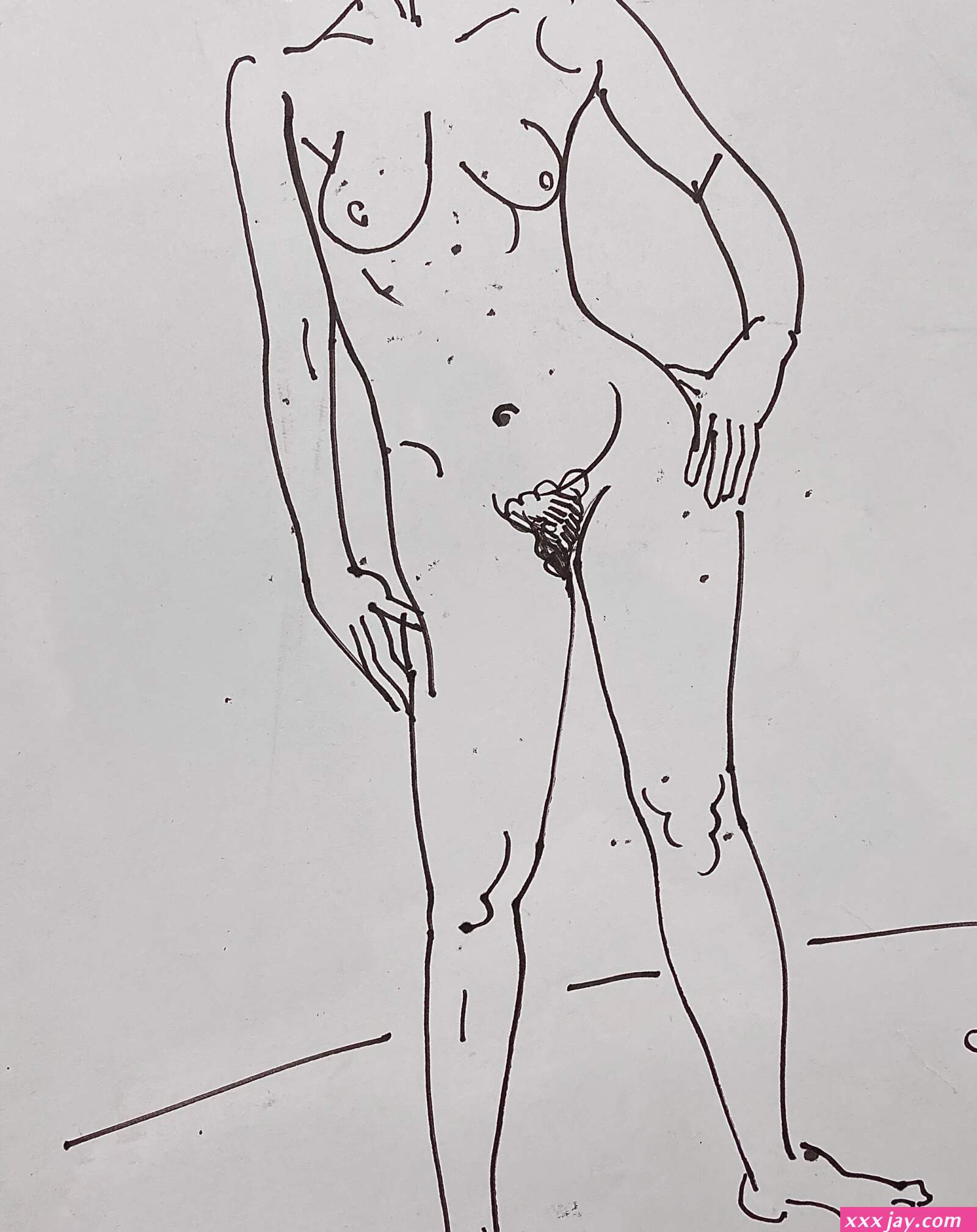 Standing Female Nude Konstantin Bokov Drawing